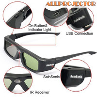 3D очки SainSonic 144 Hz 3D Active Rechargeable Shutter Glasses for DLP-Link Projectors, SSZ-200DLB